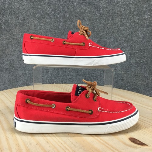 Sperry Top-Sider Shoes Womens 7 M Boat Red Lace Up Moc Toe Low Top STS93633