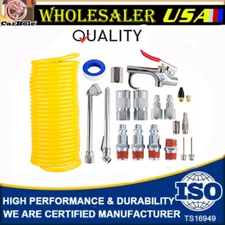 1/4" NPT 25Ft Recoil Hose Gun Nozzles 20 Pack Air Compressor Accessory Kit Tool