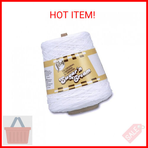 Lily Sugar'n Cream Cotton Cone Yarn, White , 1 Cone, 14 oz (Pack of 1)