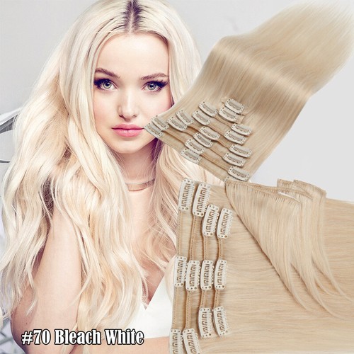 CLEARANCE 100% Human Hair Clip in Remy Hair Extensions Full Head 8PCS Blonde - Picture 22 of 38