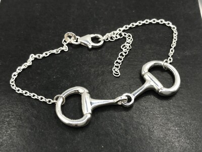 snaffle horse bit bracelet, solid Sterling Silver, 6 3/4 to 8 1/4 , gift box.