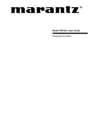 Marantz PM7001ki Amplifier Owners Instruction Manual