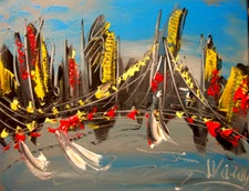 CITYSCAPE    Modern Abstract   Original Oil Painting  IMPRESSIONIST BEE3EF98