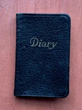 Antique THE IDEAL 1945 Black Mini Midget Diary Calendars Cash Account Made USA