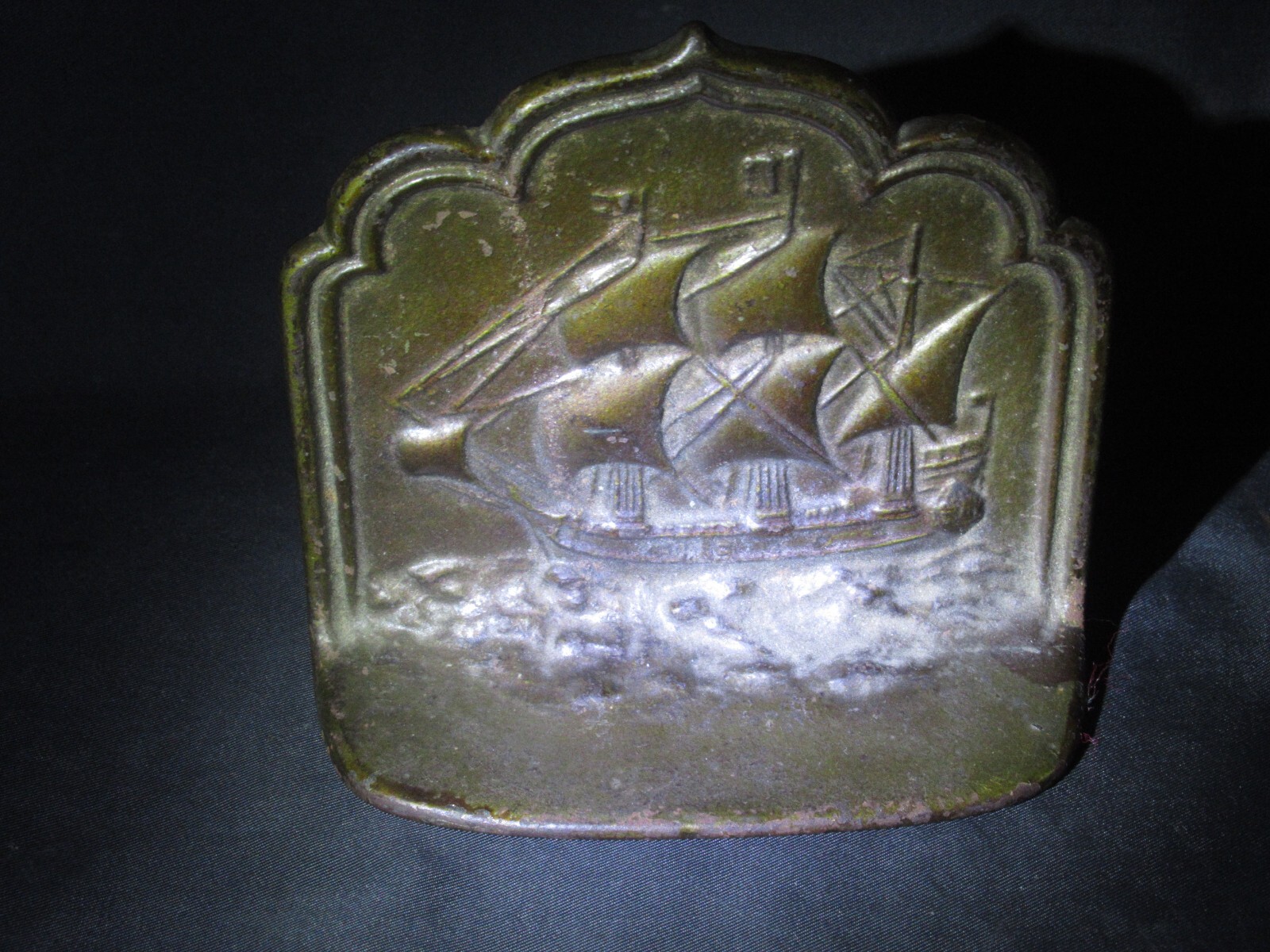 1 SPANISH GALLEON L BOOKEND VINTAGE CLIPPER SAILING SHIP BRONZE CAST