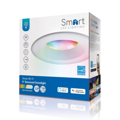 LIS-DLC1000e Euri Lighting 6 inch LED Smart Downlight RGB+2700K to 5000K White