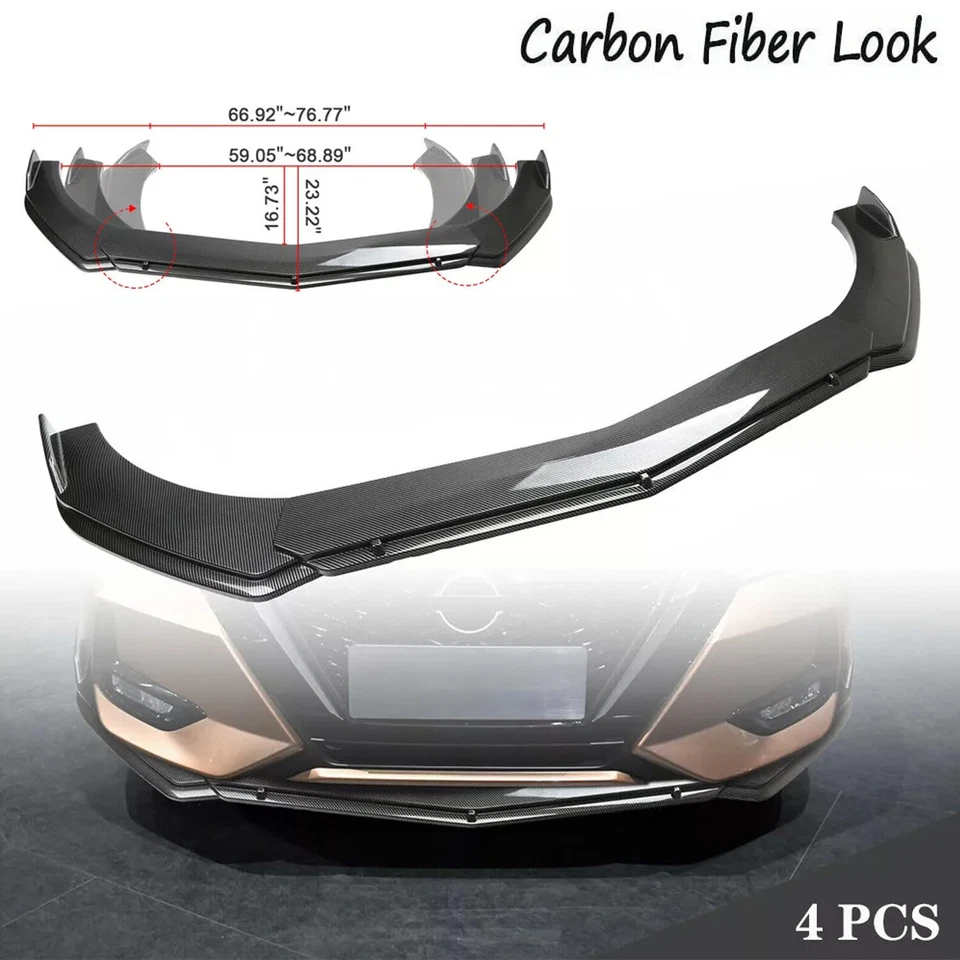 For Mercedes-Benz CLA250 C300 Carbon Fiber Front Bumper Lip Chin Spoiler Body K - Image 4 of 4