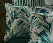 FRETTE AT HOME "VERSILIA" VERDE MALACHITE 2pc KING PILLOW SHAMS PALMS BNIP