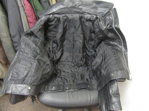 VINTAGE 80'S LA ROCKA LEATHER FRINGED MOTORCYCLE JACKET SIZE UKM, TASSELS, STUDS - Picture 16 of 17