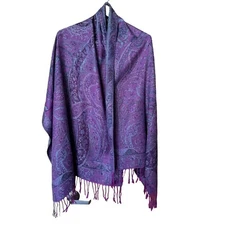 Pashmina XL Scarf Shawl Boho Wrap Paisley 66” x 28” Plus Fringe