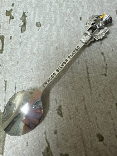 Vintage Signed Purple Amethyst Rhinestone Silver Plated Collectible Spoon - Picture 6 of 8