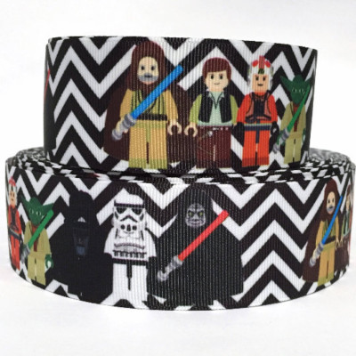 GROSGRAIN RIBBON 5/8'', 7/8'', 1.5'' & 3'' Star Wars Chev Printed Cartoon 