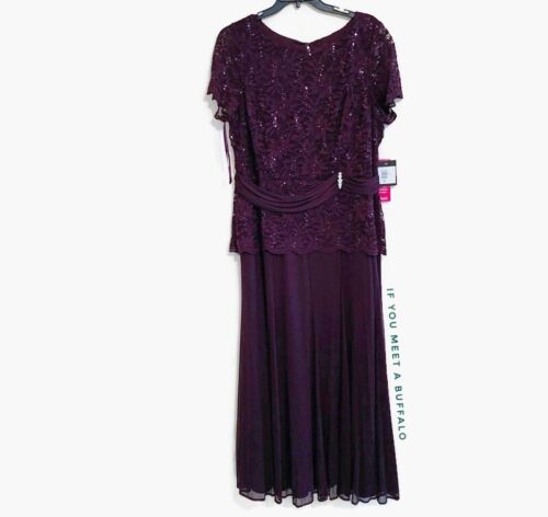 NWT Marina Women's 18W Purple Plum Long Formal Gown Dress Mother Bride Groom - Picture 1 of 7