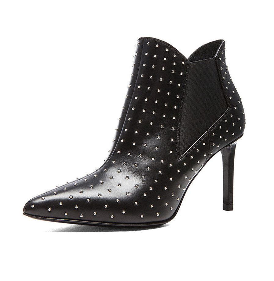 Stivaletti Saint Laurent YSL neri Parigi borchie punta pelle Z3079 taglia 40