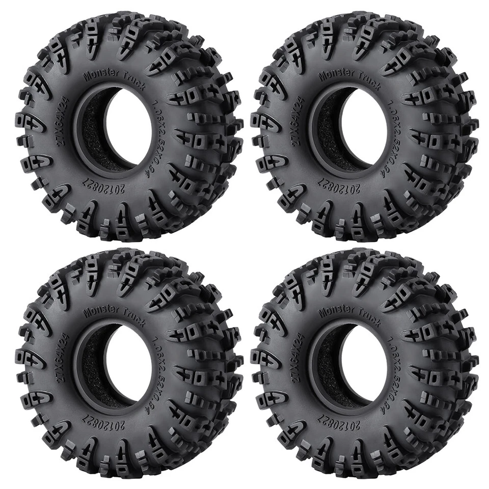 4PCS 1.1'' Rubber Tyre Tire 64mm for 1/18 Traxxas TRX4-M RC Crawler Car Parts - Image 2 of 4