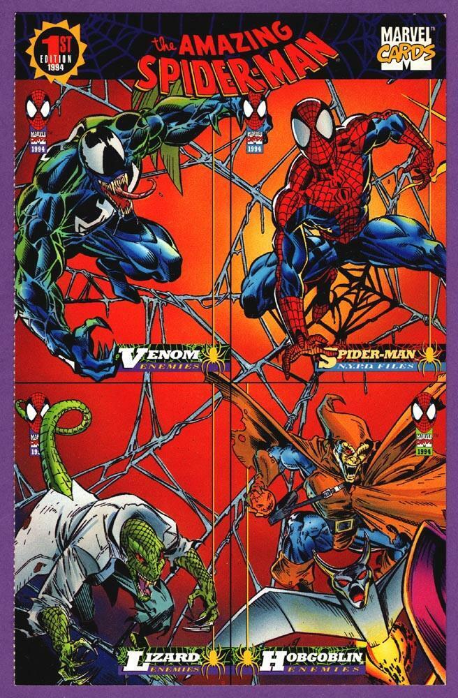 1994 Marvel Cards The Amazing Spider-Man 1st Ed Promo Sheet of 4 - Venom,  Lizard