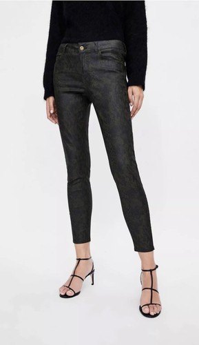 NWT Zara Z1975 Snakeskin Printed Denim Jeans Pants Waxed Finish Sz 6 38  5899/177 | eBay