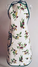 NEW Italian Cotton Kitchen Apron with Olives Design - Made In Italy