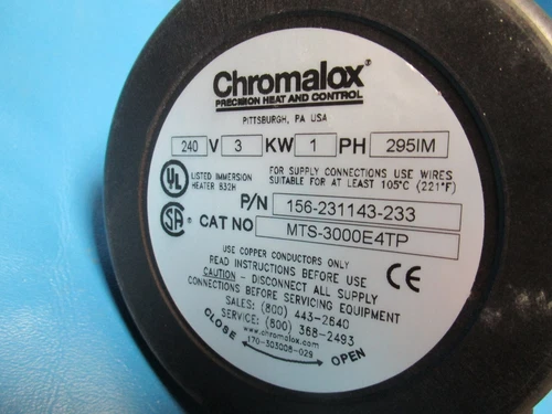 Chromalox 156-231143-233 Immersion Screw Plug Heater MTS-3000 E4TP 240V,PD407-18
