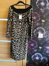 Next knit leopard print body con jumper dress size 12