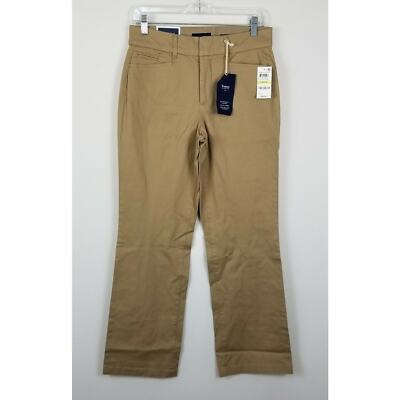 Charter Club Trouser Pants Womens 4 Short Khaki Tummy Slimming Wide Leg Stretch