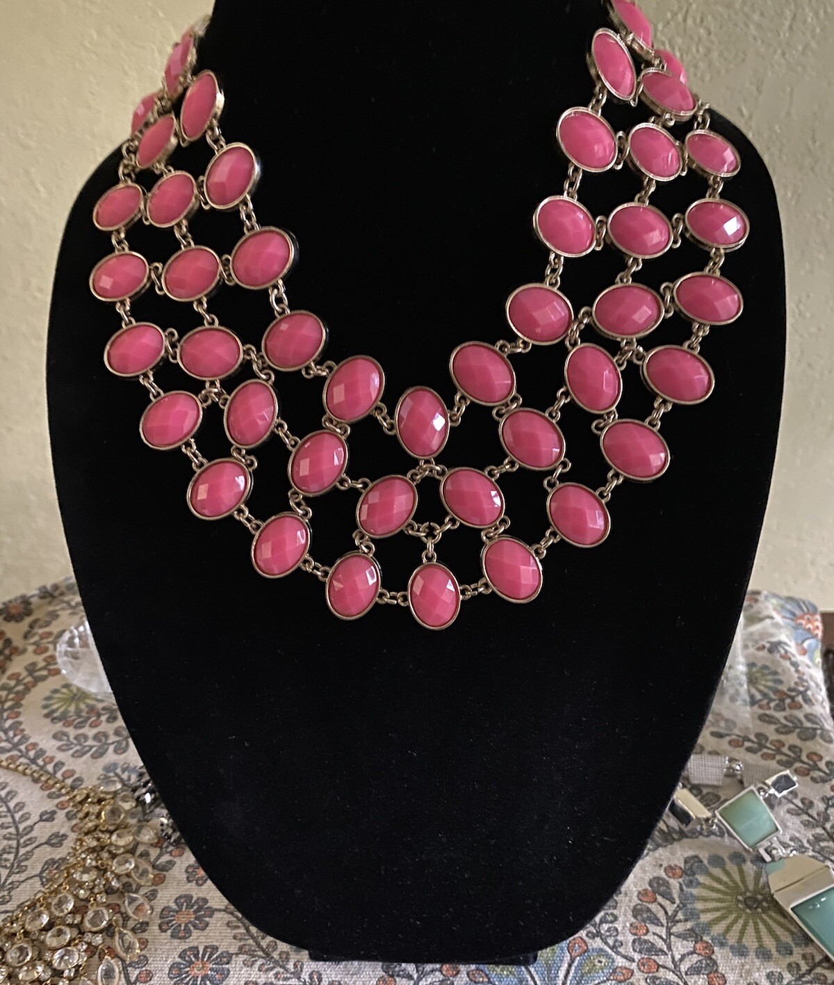 Hot Pink Fashion Statement Necklace - image 2