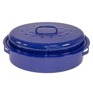 large enamel roasting pan with lid