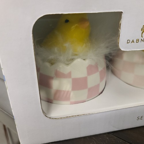 3pc MacKenzie Style Courtly Check Ceramic Easter Egg Chicks Tier Tray Decor Set - Picture 7 of 12