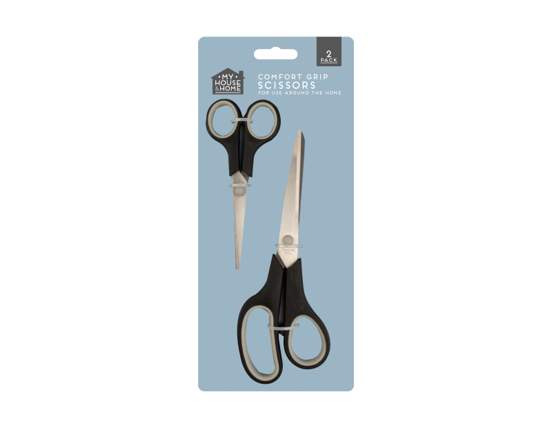 2x COMFORT GRIP SCISSORS STAINLESS STEEL KITCHEN HOME OFFICE ART CRAFT CUTTING | UK