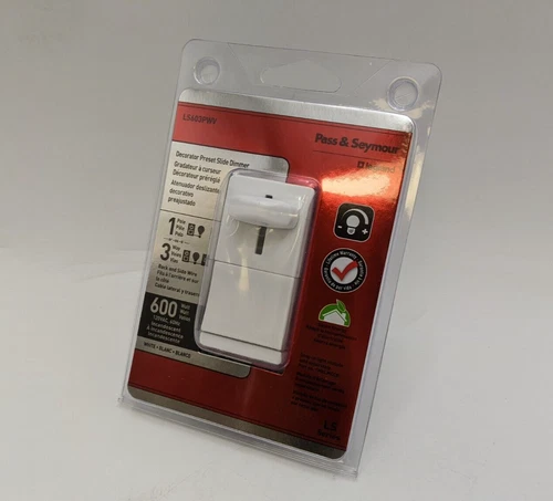 Pass Seymour Legrand LS603PWV Decorator Preset Slide Dimmer 1P 3 Way 600W 120V