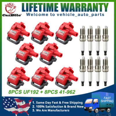 Pack of 8 Ignition Coils + Spark Plugs for 1997-2004 Corvette GMC LS6 D580 UF192