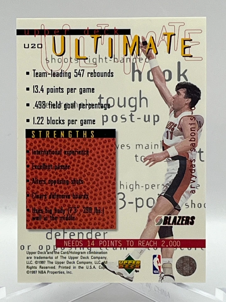1997 Upper Deck Ultimate Insert Card #U20 Arvydas Sabonis Portland Trail Blazers - Image 2 of 2