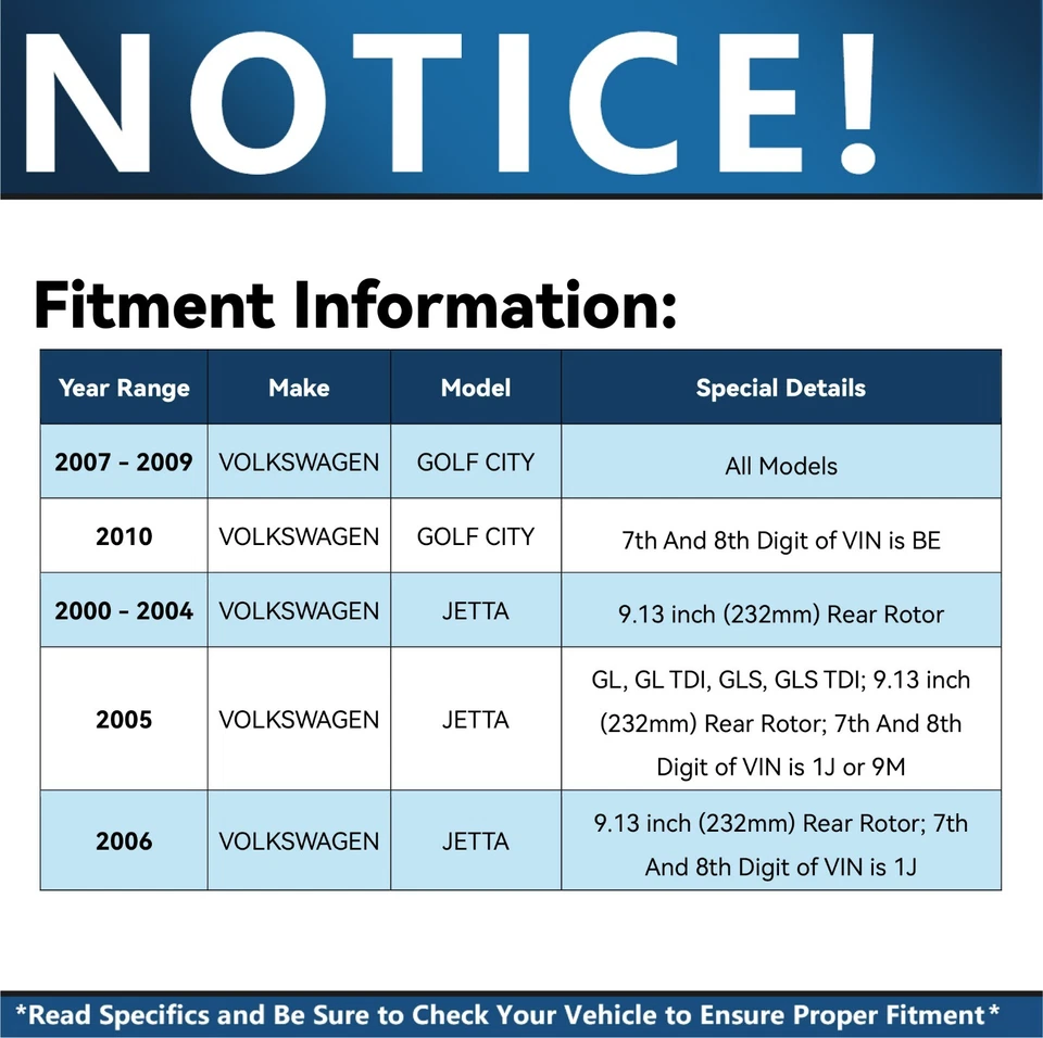 Задние тормозные диски и керамические колодки 9,13 дюйма для Volkswagen Jetta Golf 2000 - 2005 годов выпуска - Изображение 3 из 4