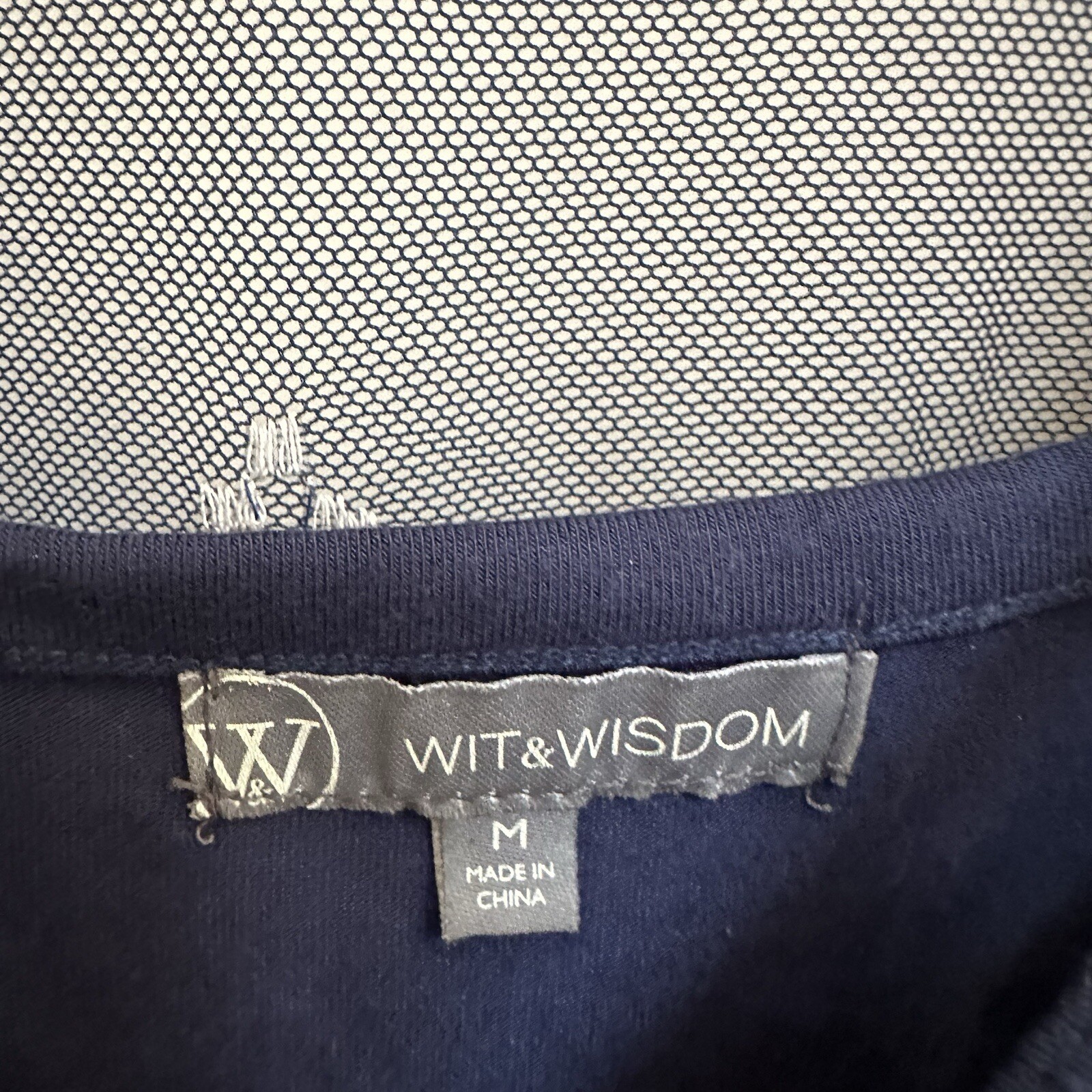 Wit & Wisdom Boho Navy Patterned Mesh Tank w/ Und… - image 4