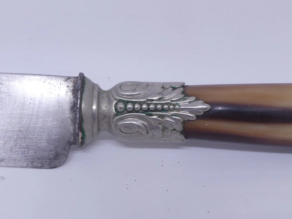 Frankreich Antikes Vorlegebesteck Fleischgabel Fleischmesser Eisen und Horngriff - Bild 4 von 4