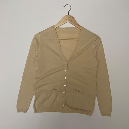 Malo, Malo M.A.C. vintage Cardigan donna Italia cotone scollo a V beige caramello taglia IT 40