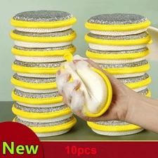 10-Pack Double-Sided Kitchen Sponges – Dish & Scrub Brush Combo - NEW