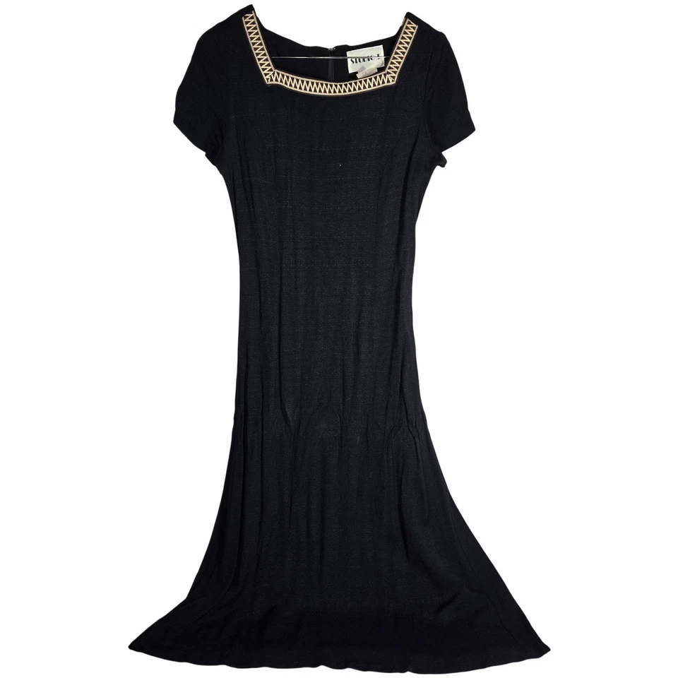 Conjunto de traje falda Studio I para mujer talla 12 negro vestido blazer 2 piezas carrera vintage Foto 2 de 4