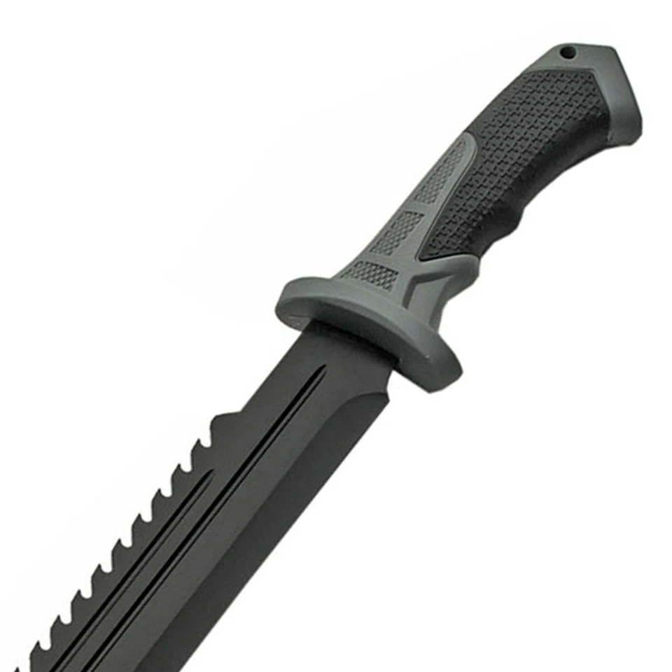 Machete macho negro MA 25" con mango de PP y goma, columna vertebral Sawback, resistente Foto 4 de 4