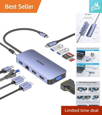 Dual HDMI & VGA 11-in-1 USB C Dock - Power Delivery & Ethernet Capabilities