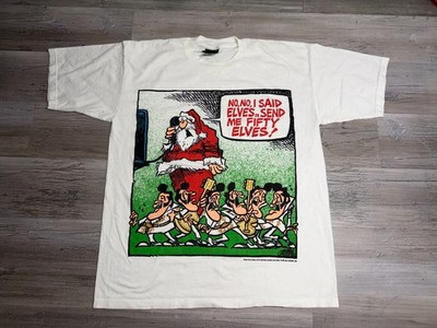 Vintage 1994 Mother Goose Grimm Santa Elvis Elves Christmas T Shirt USA Large