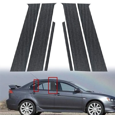 6pcs Carbon Fiber Window Decor Pillar Posts Cover Fit Proton Inspira 2010-2015