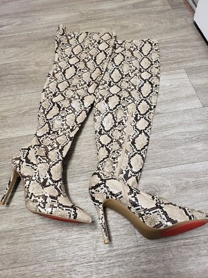 NEW YORK & CO. Gia Boot - Faux Snakeskin Over-the-Knee Boots-  Sz 9 Brown New