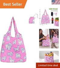 Lightweight Reusable Grocery Bag with Handles Ripstop Nylon Foldable Tote Sho...