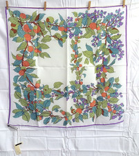 Nasharr Freres Ltd polyester berries scarf made in Japan rolled edge 21" square