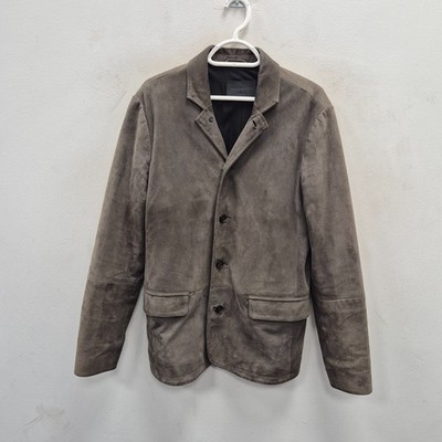 Allsaints Nesto Goat Grey Suede Leather Biker Punk Rock Blazer Jacket Size Small