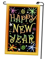 Happy New Year Garden Flag 12x18 Inch Vertical Double Sided New multicolor C