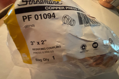 Streamline Copper Reducing Coupling 3 x 2 in Press x press MPN PF01094