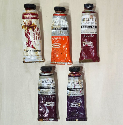 Vintage lot of 5 Bocour / Bellini professional artists  oil paint tubes.
