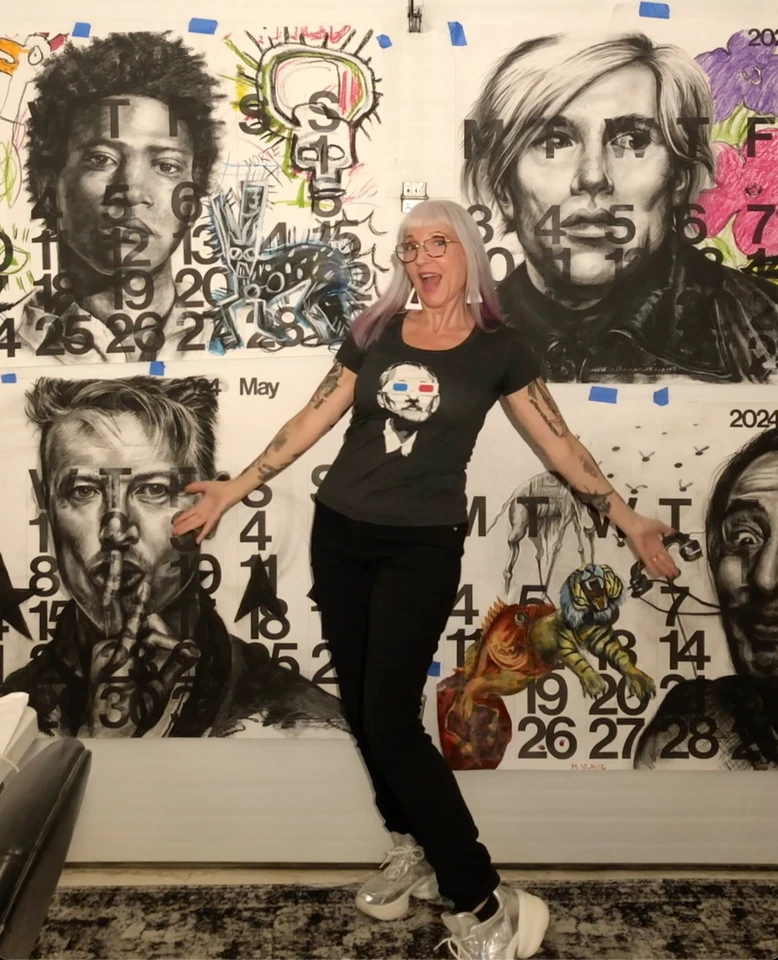 Jean-Michel Basquiat Original Grande Carbón Dibujo Arte de Pared n Calendario Foto 2 de 2